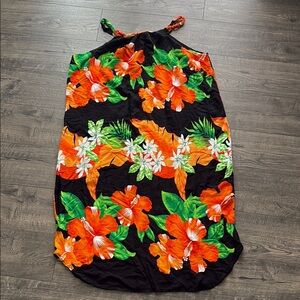 Tropical Floral Dress with Orange and Green Accents